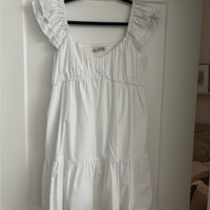 Abercrombie & Fitch White Ruffled Smocked Sundress
